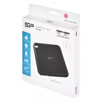 SILICON POWER PC60 - SSD - 1TB - externý (prenosný) - USB 3,2 Gen 2 - 256-bit-AES - čierna (SP010TBPSDPC60CK)