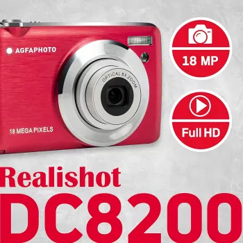 AgfaPhoto Compact Realishot DC8200 1/3.2 kompaktný fotoaparát 18 MP CMOS 4896 x 3672 pixelov červený (DC8200RD)