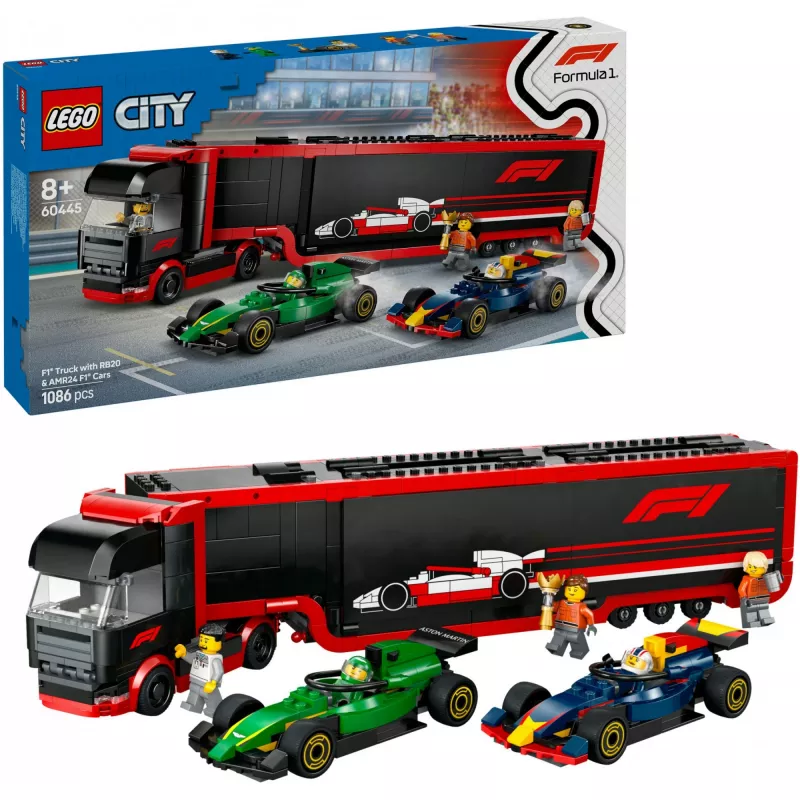 LEGO CITY 60445 F1 - Kamión s RB20 & AMR24 F1 autami