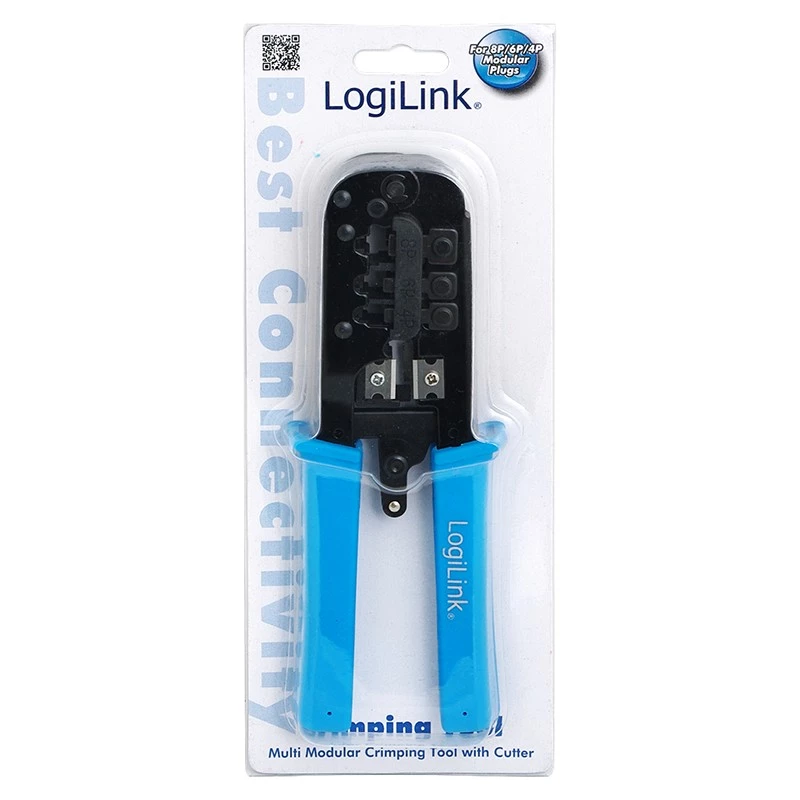 LogiLink WZ0019 multimodulárne krimpovacie kliešte, 8P/6P/4P, čierne/modré