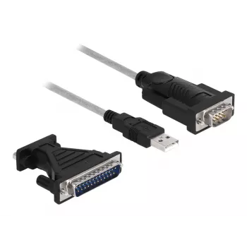 DeLOCK adaptér USB 2.0 Type-A na sériový RS-232 D-Sub 9 + D-Sub 25