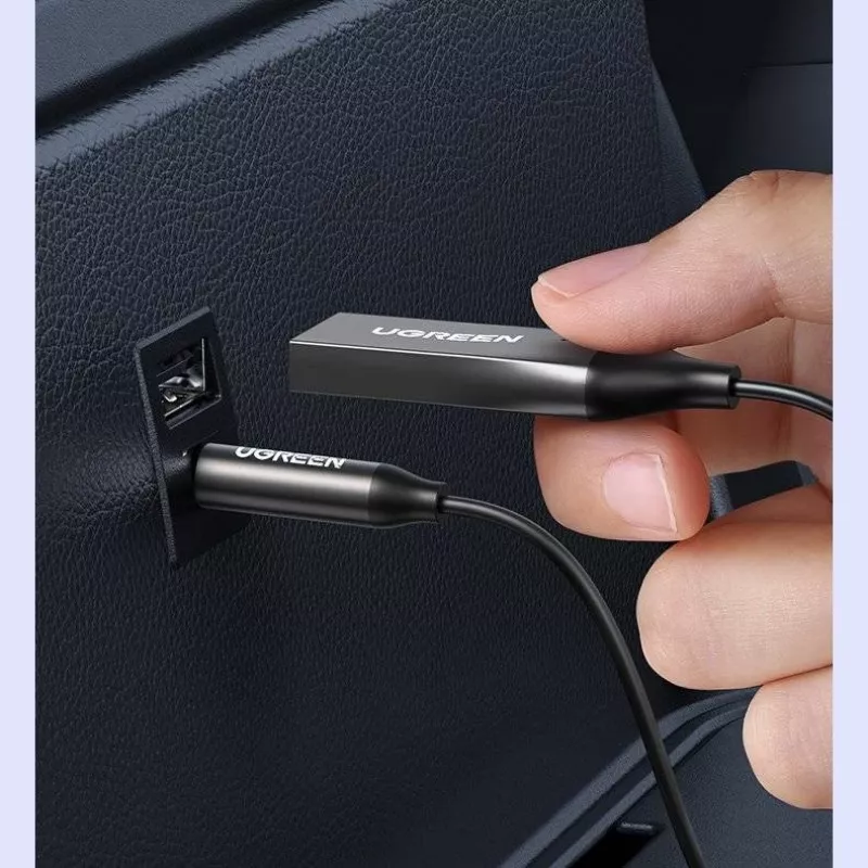 UGREEN CM309 audio prijímač Bluetooth 5.0, USB, 3,5 mm AUX konektor, čierny