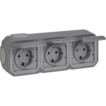 Legrand Plexo nové APWG 069743L Schuko zásuvka 3-násobná IP44 sivá 5 (069743L)