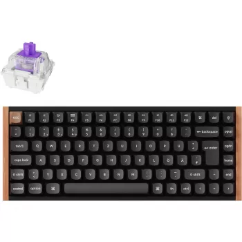 Keychron K2 HE (čierna/drevo, DE-layout, Gateron Double-Rail Magnetic Nebula, hliníkový rám)