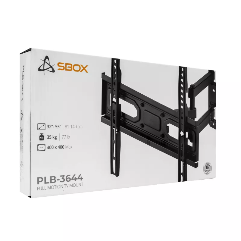 TV nástenný držiak SBOX PLB-3644-2 pre televízory 32–55 palcov, do 35 kg, VESA 400x400