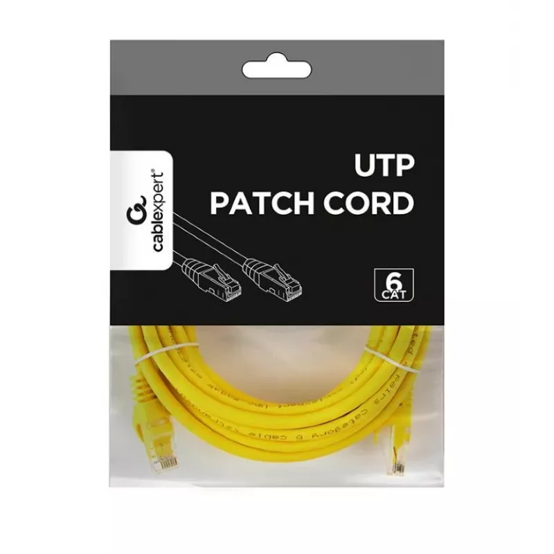 Sieťový kábel GEMBIRD PP6U-5M/Y – Cat6 U/UTP, RJ-45 na RJ-45, 5 m, žltý