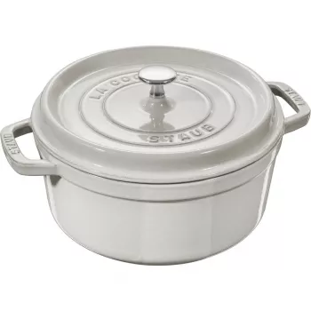 Okrúhly liatinový hrniec Staub 1,7 l biely hľuzovka, smaltovaná Cocotte pre sporák a rúru