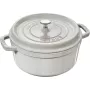 Okrúhly liatinový hrniec Staub 1,7 l biely hľuzovka, smaltovaná Cocotte pre sporák a rúru
