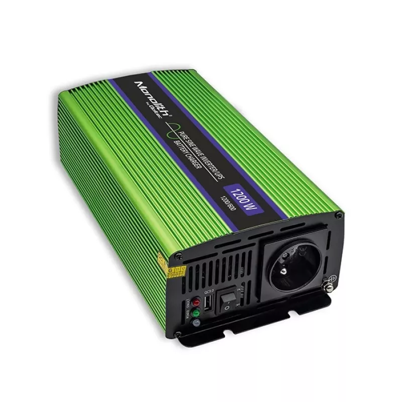 Automobilový menič Qoltec Monolith 1200 W zelený 12 V