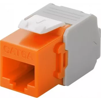 Wentronic Goobay CAT 6a KeyStone RJ45 konektor samica, nechránený, 500 MHz, oranžovo-biela (90690)