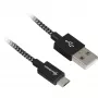 USB 2.0 kábel, USB-A konektor samec > Micro-USB konektor samec (čierna/sivá, 2 metre, opláštený)