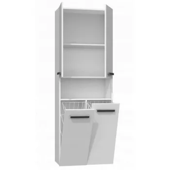 Kúpeľňová úložná skrinka top e shop NEL 2K DK BPOŁ — voľne stojaca, 3 police, 600×300×1740 mm, biela