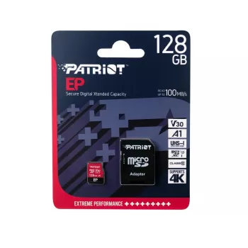 MicroSDXC pamäťová karta PATRIOT 128 GB trieda 10 U3 V30, čítanie 100 MB/s, zápis 80 MB/s, microSDXC