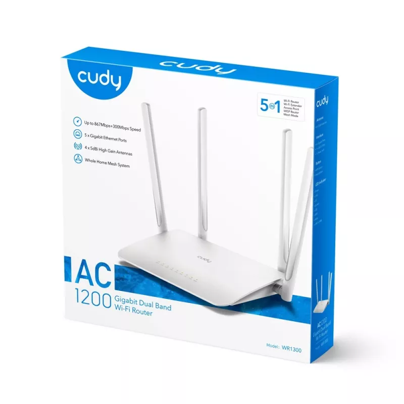Cudy WR1300 WLAN router Gigabit Ethernet Dualband (2,4 GHz / 5 GHz) biely