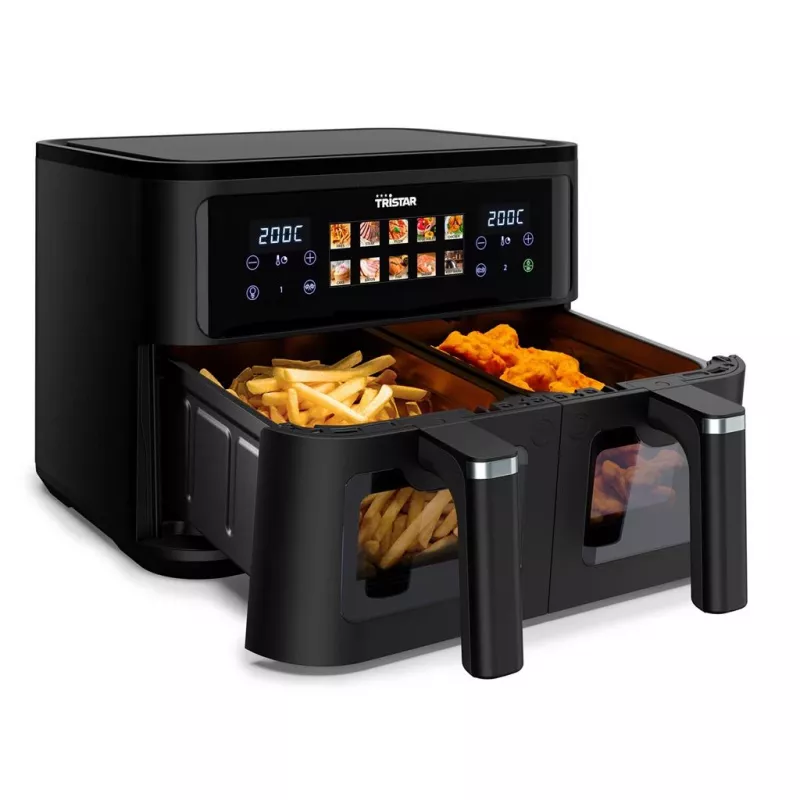Fritéza s horúcim vzduchom Tristar FR-9075 Double 9 l, 2500 W, dotykové ovládanie, LCD, čierna, 60 °C min