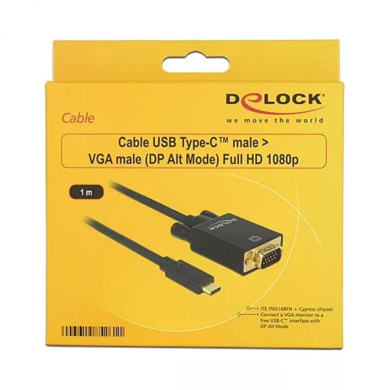 Videokábel adaptér DeLOCK 85261 USB Type-C na VGA 1 m čierny