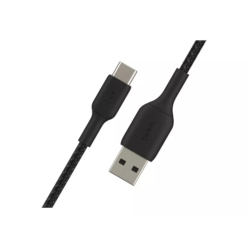 Pletený USB-C na USB-A kábel 15 cm čierny