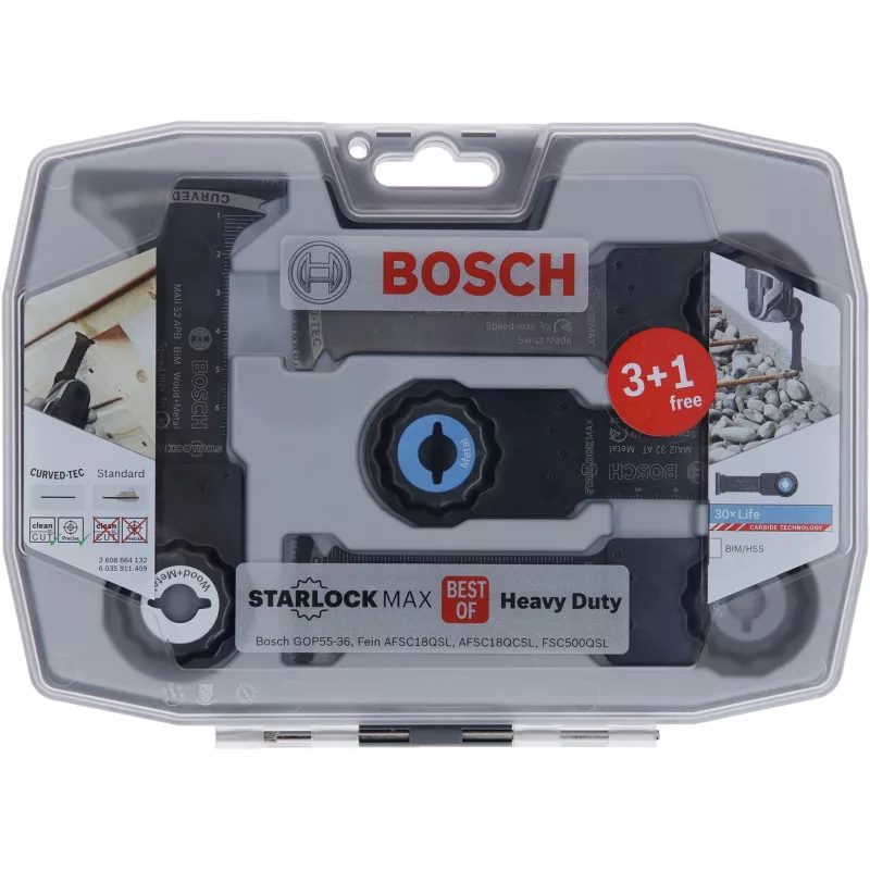 Bosch Starlock Best of Heavy Duty sady, 4-dielna, sada listov, kov, drevo, čierna, box
