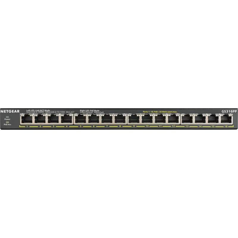 NETGEAR GS316P Unmanaged Gigabit Ethernet (10/100/1000) Power over Ethernet (PoE) čierna