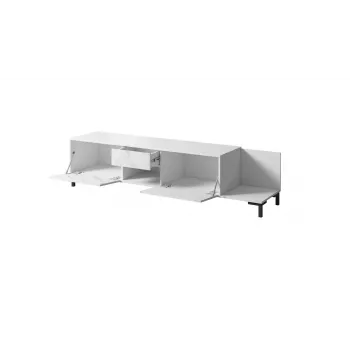 TV skrinka Cama Meble MARMO 2D1S1K, 195x40x47,5 cm, biela matná/vrchná doska mramorová biela