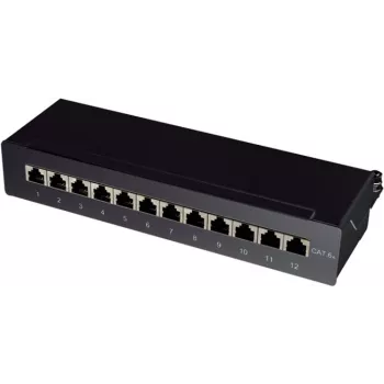 Logilink patch panel Desktop/nástenný Cat.6A STP 12 portov, čierny (NP0019B)