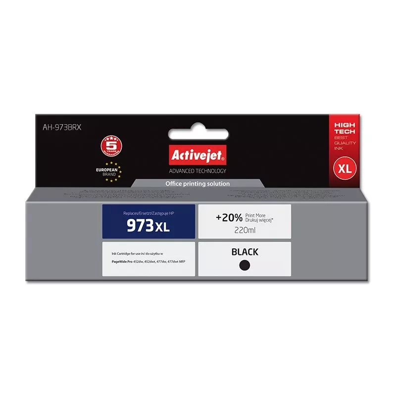 Activejet AH-973BRX atrament (náhrada za HP 973XL L0S07AE; Premium; 220 ml; čierny)