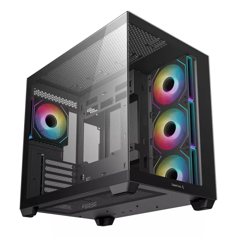 PC skriňa DeepCool CG530 4F Midi Tower čierna — tvrdené sklo, ATX/ITX/Micro ATX, 3x120mm ventilátory, USB-C