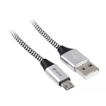 USB kábel Tracer TRAKBK46928 1m USB A Micro-USB B čierny strieborný