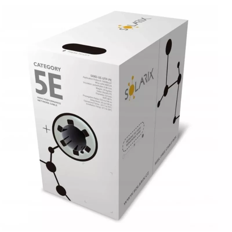 Sieťový kábel Solarix SXKD-5E-UTP-PE UTP CAT5E 305m čierny