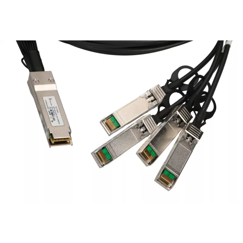 QSFP+ DAC kábel Extralink 40 Gbit/s na 4×10 Gbit/s, 3 m, 30AWG, QSFP+ konektor samec–samec