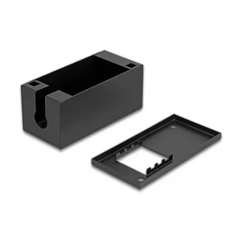 Rozvodová skrinka DELOCK Easy 45 držiak modulov pre montáž na stôl alebo stenu, kov, čierna, 2x22,5x45 mm alebo 1x45x45 mm