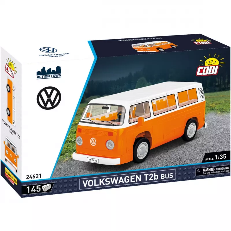 Modelová stavebnica Cobi Volkswagen T2b autobus oranžový, mierka 1:35, stavebnica