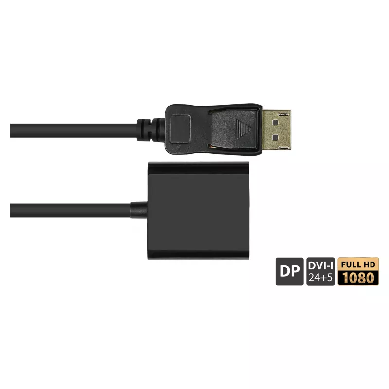 Adaptér DisplayPort samec na DVI-I 24+5 samica, 1080P @60Hz, pozlátené kontakty, cca 20cm, Good C (DP-AD10)