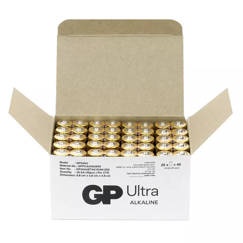 Alkalické batérie GP Battery Ultra AAA LR03 1,5V — balenie 40 ks