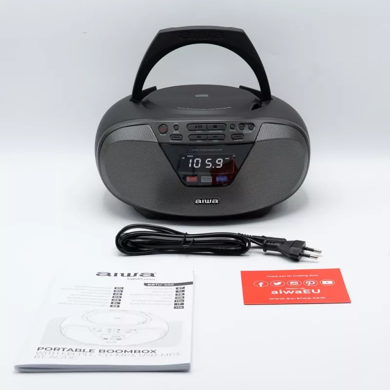 Audio mikrosystém Aiwa BBTU-400BK, CD/MP3/FM-PLL/BT prehrávač (čierny)