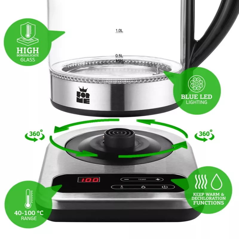 Elektrická kanvica Forme FKG-1017 1,7 l 2200 W čierna