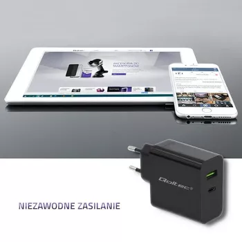 Napájací zdroj QOLTEC 51717 45W 20V 3A AC nabíjačka do interiéru pre smart hodinky, čierna