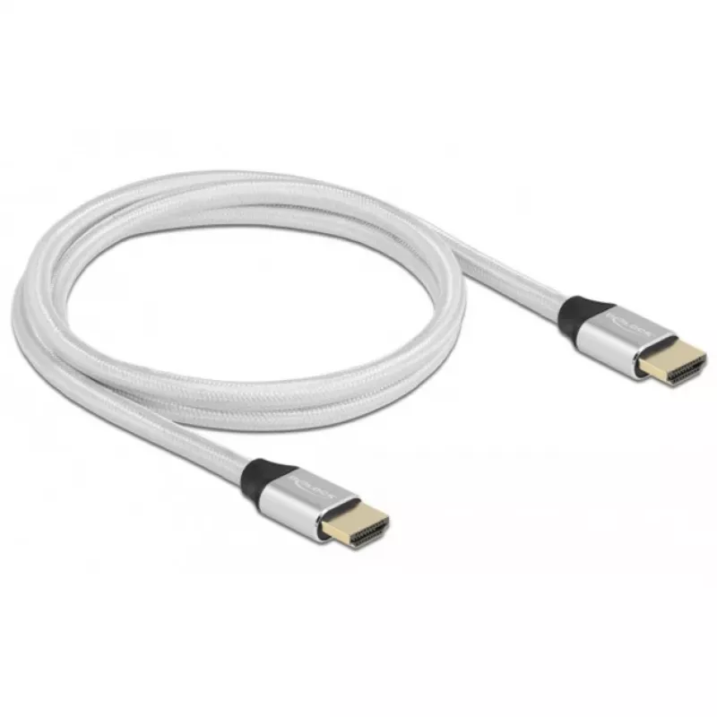 HDMI kábel DeLOCK Ultra High Speed 48 Gbit/s 8K 60 Hz strieborný 1 m