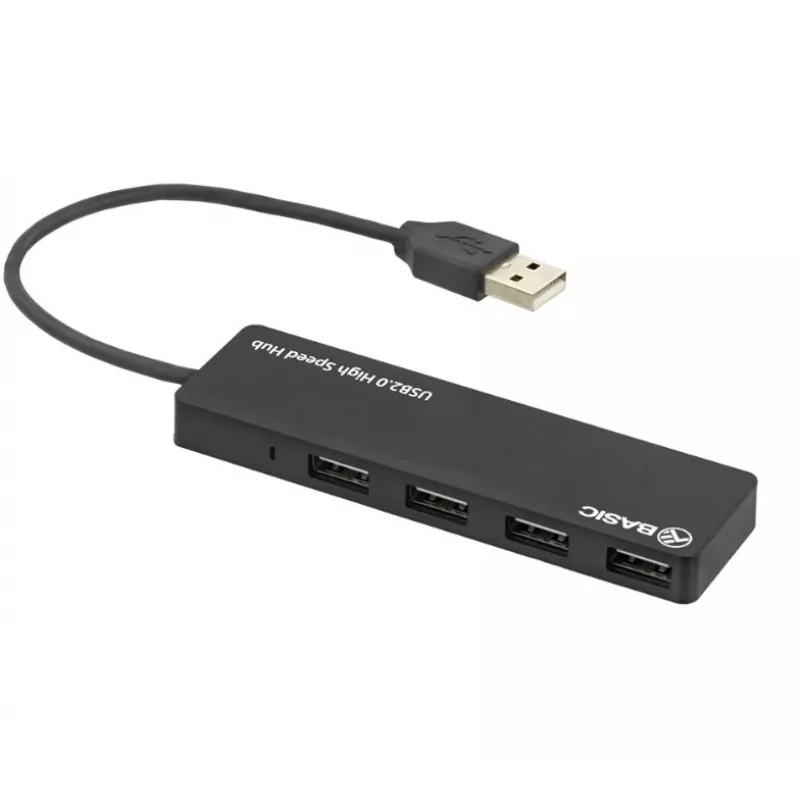 USB hub Tellur Basic 4-port USB 2.0 — čierny, 4x USB-A porty
