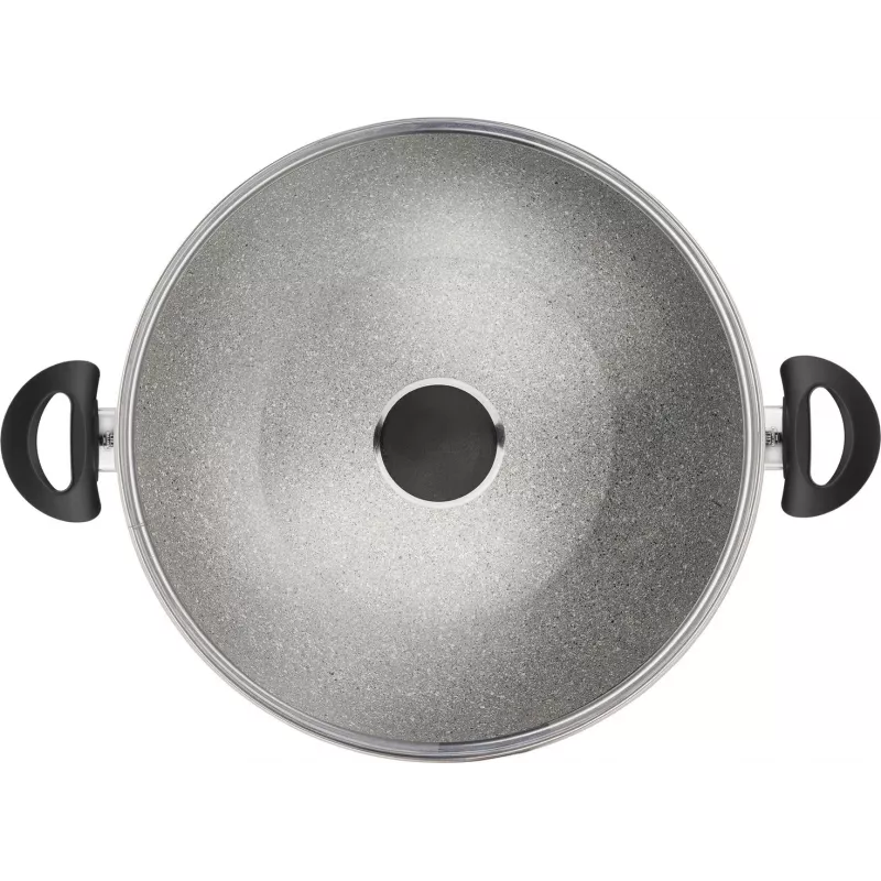 Wok panvica Ballarini Ferrara FERR8KD.36D 36 cm, granitový povrch, dve rukoväte a pokrievka