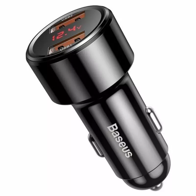 Baseus Magic CCMLC20A-01 autonabíjačka, 2x USB-A QC 3.0, 45 W, 6 A, displej napätia, čierna