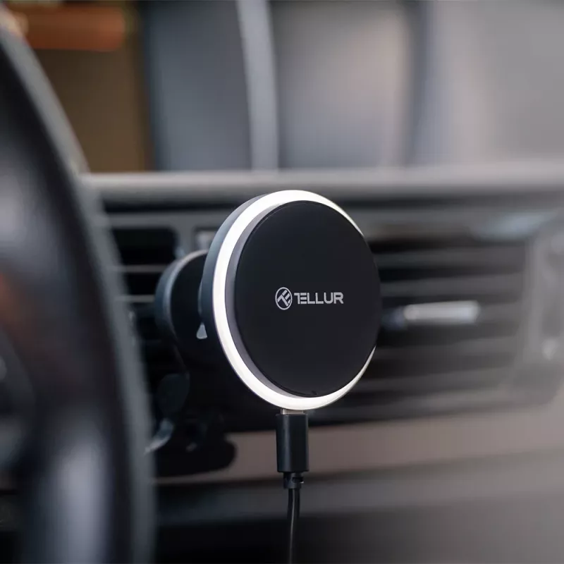 Bezdrôtová autonabíjačka Tellur TLL151431 kompatibilná s MagSafe 15W čierna pre smartfóny