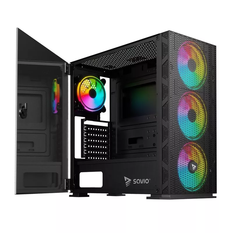 SAVIO PC skriňa Raptor X1 ARGB sklo/mesh čierna