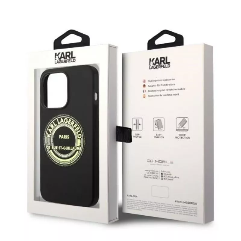 Karl Lagerfeld Soft Cover Silicone RSG čierne pre Apple iPhone 14 Pro KLHCP14LSRSGRCK
