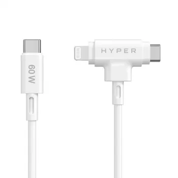 HYPER HyperJuice USB kábel USB 2.0 1,5 m USB-C USB-C/Lightning biely