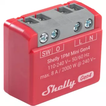 Shelly 1PM Mini Gen4 balenie 2 ks — Shelly Wi-Fi smart relé s meraním výkonu, kompaktná modulová konštrukcia