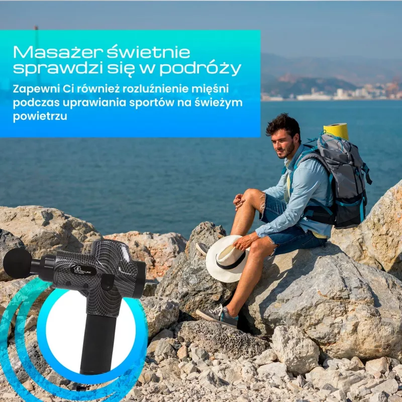 Masážna pištoľ Extralink MSG-01-PRO 3800 ot/min 6 nástavcov
