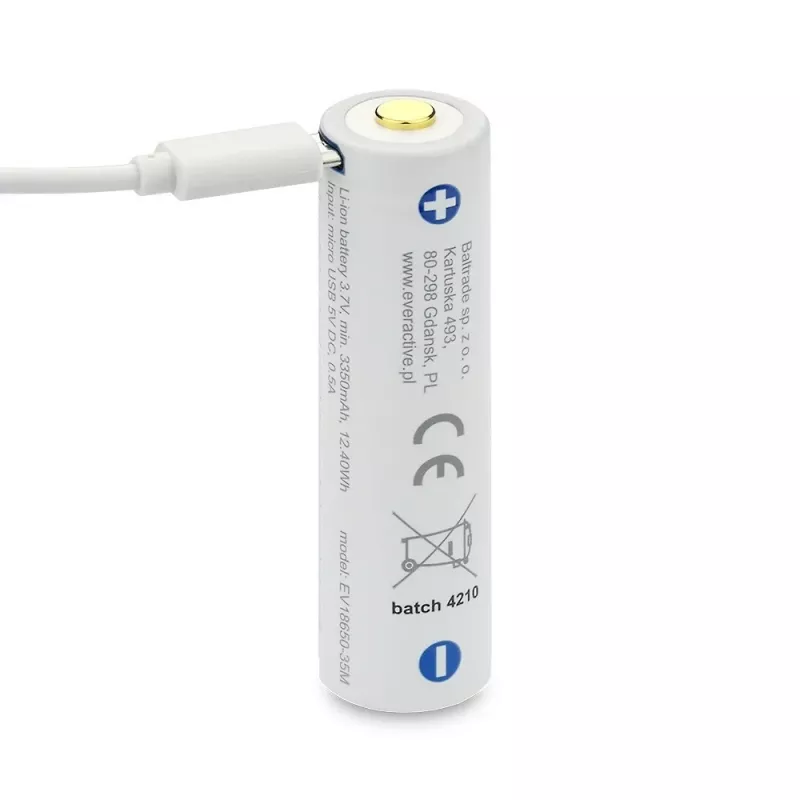 18650 Li-Ion 3.7V everActive 3500mAh batéria (1 ks) micro-USB s ochranou