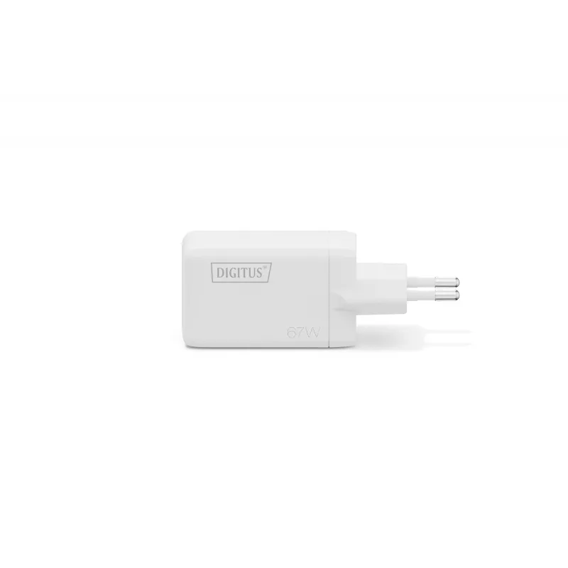 Nástenná nabíjačka DIGITUS DA-10303 67W GaN, 2× USB-C + 1× USB-A, 100–240V, biela