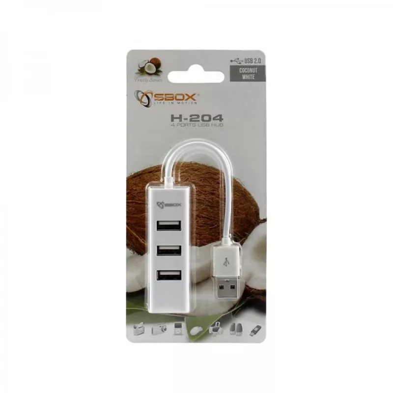 Sbox H-204W USB 4-portový HUB kokosová biely